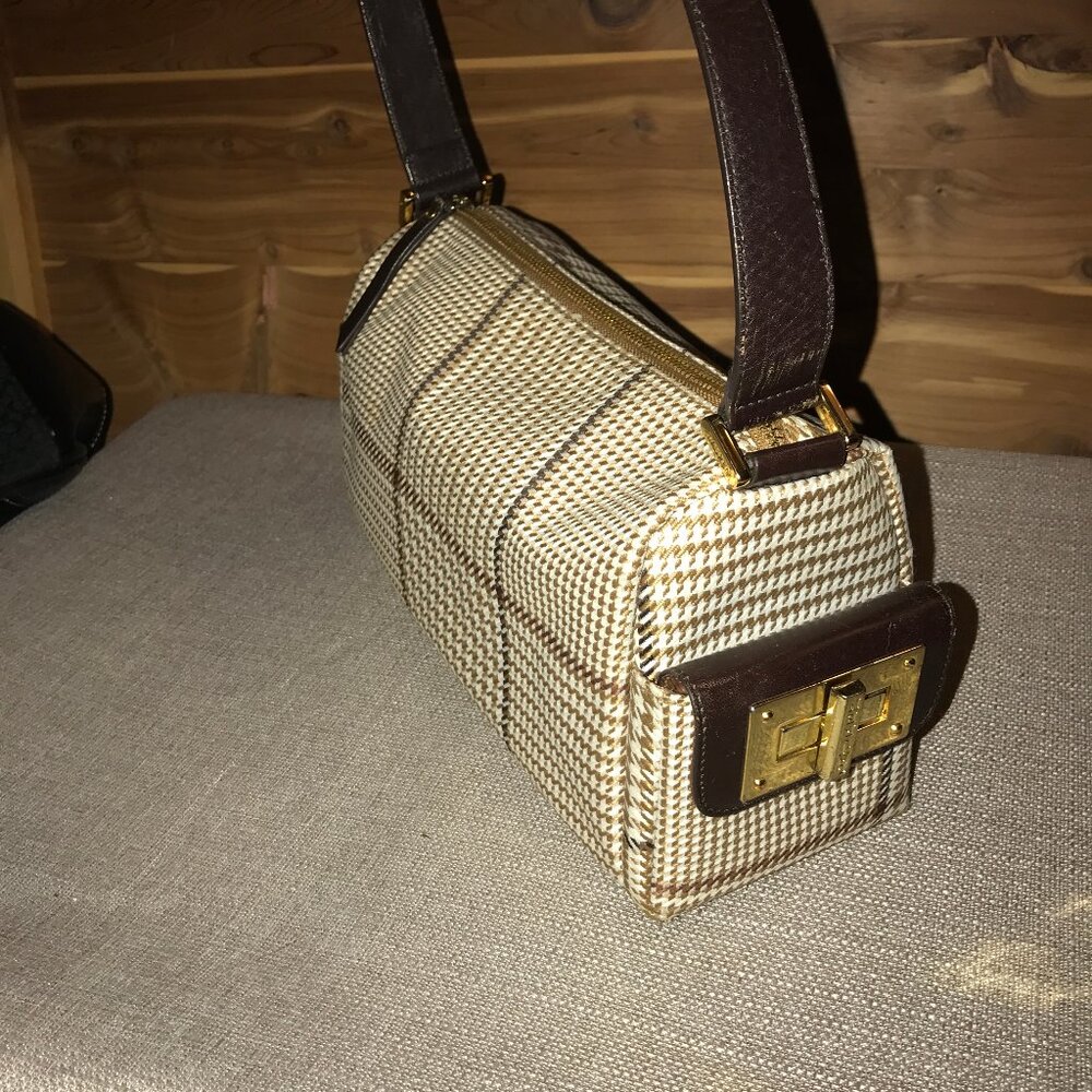 Lauren Ralph Lauren Houndstooth Barrel Bag - Picture 1 of 16